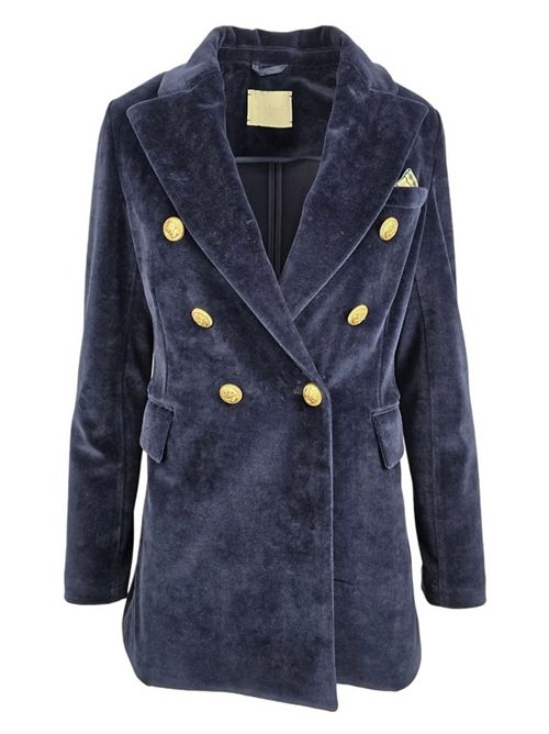 giacca donna doppiopetto in velluto liscio blu Circolo 1901 | FD3623G012